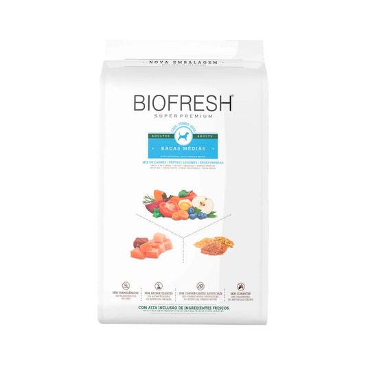 Biofresh Mix de Carne, Frutas, Legumes e Ervas Frescas - Adultos - Porte Médio - 10,1KG