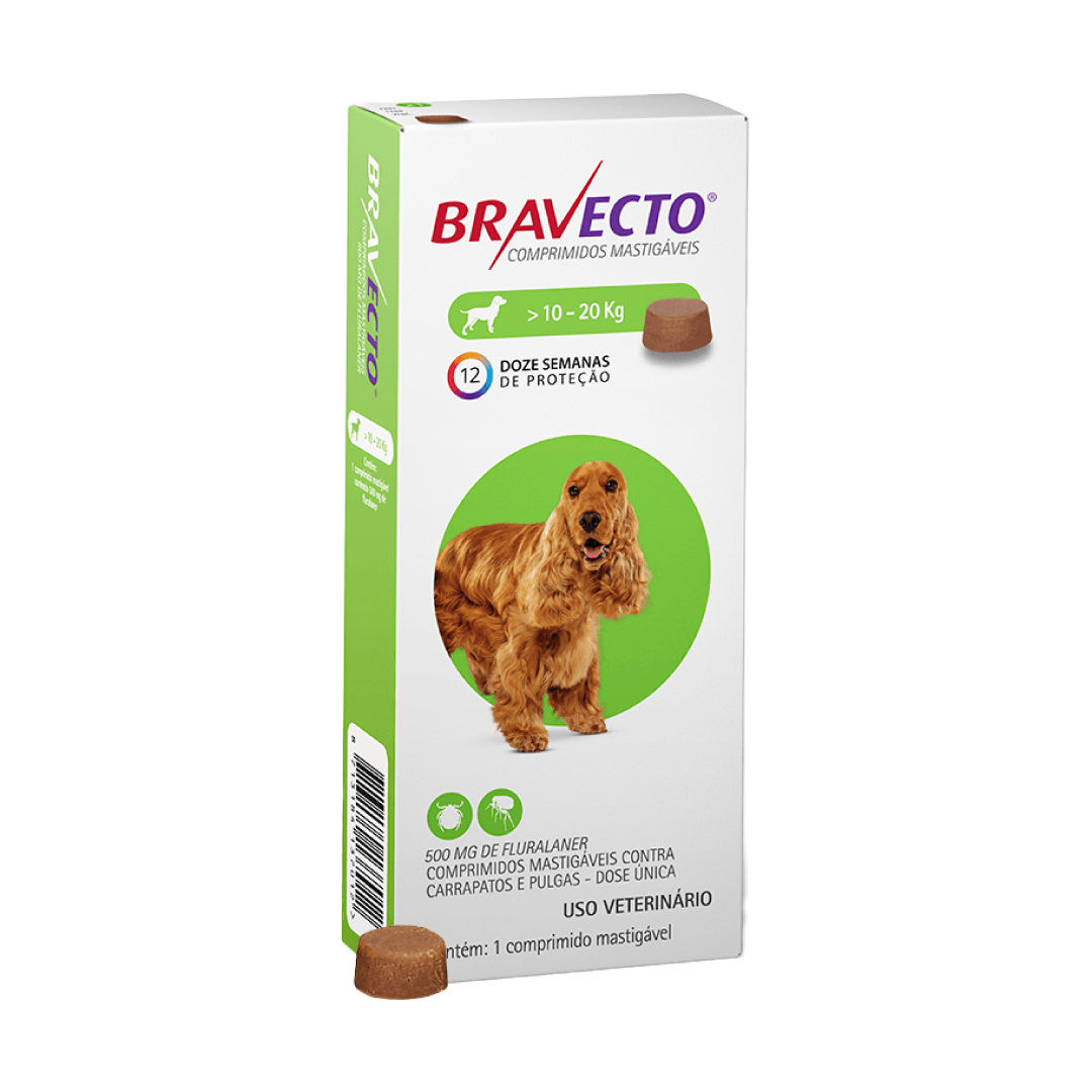 Antipulgas Bravecto Comprimido para Cães - 10KG a 20KG