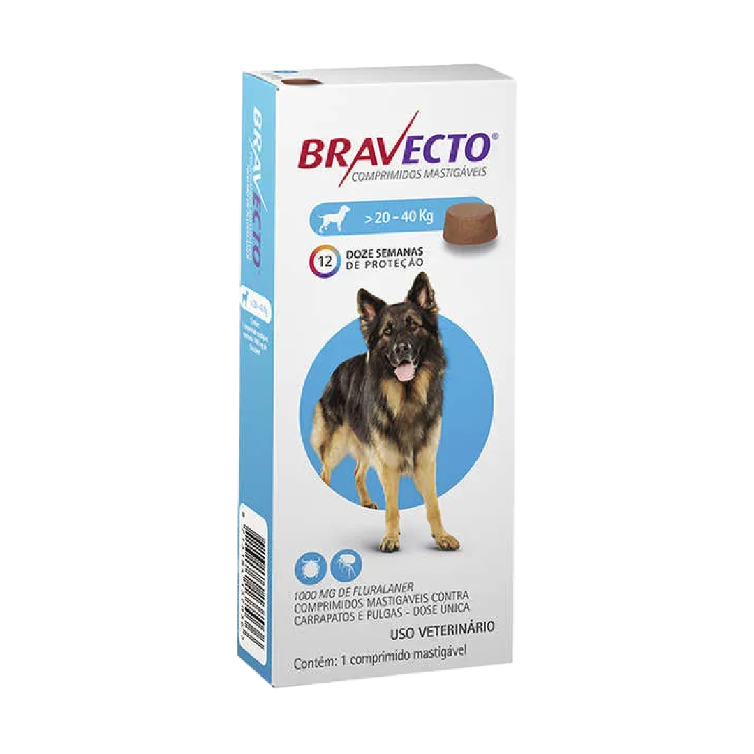 Antipulgas Bravecto Comprimido para Cães - 20KG a 40KG