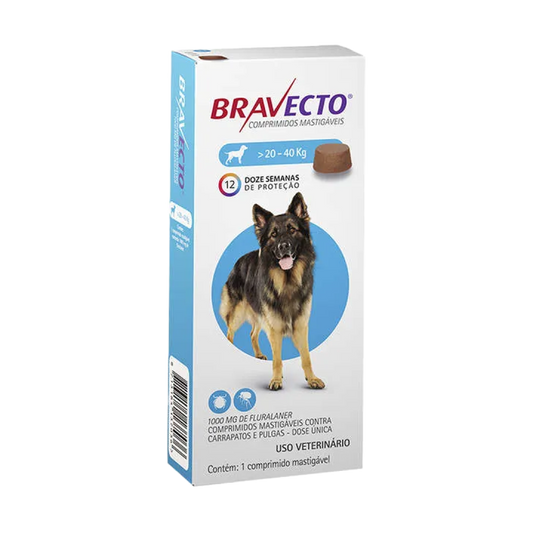 Antipulgas Bravecto Comprimido para Cães - 20KG a 40KG