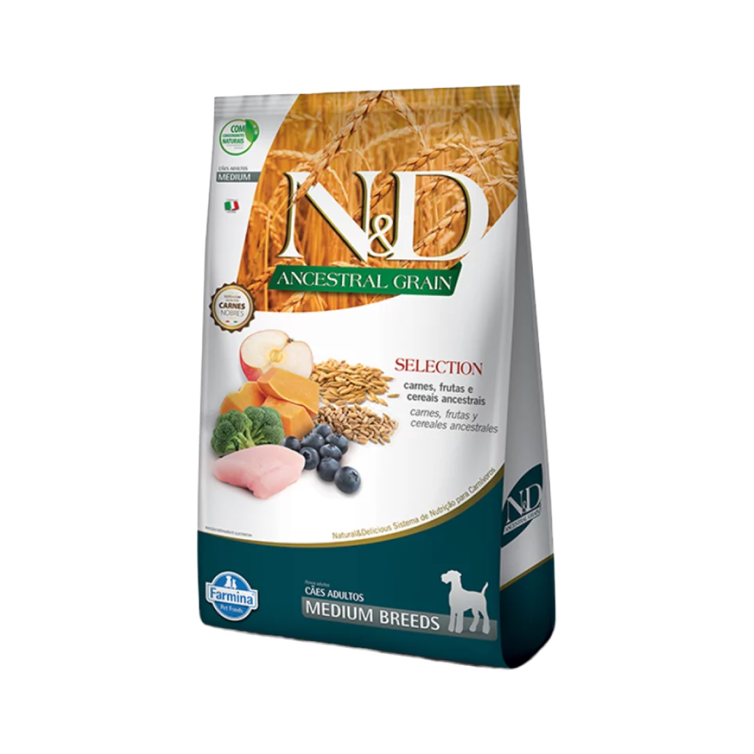 N&D Ancestral Grain - Adultos - Porte Médio - 15KG