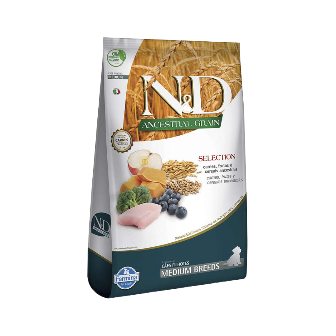 N&D Ancestral Grain - Filhotes - Porte Médio - 15KG