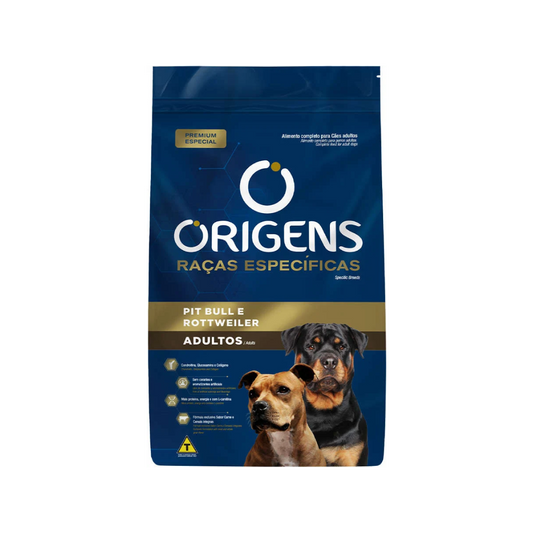 Origens - Pit Bull e Rottweiler - Adultos - 15KG