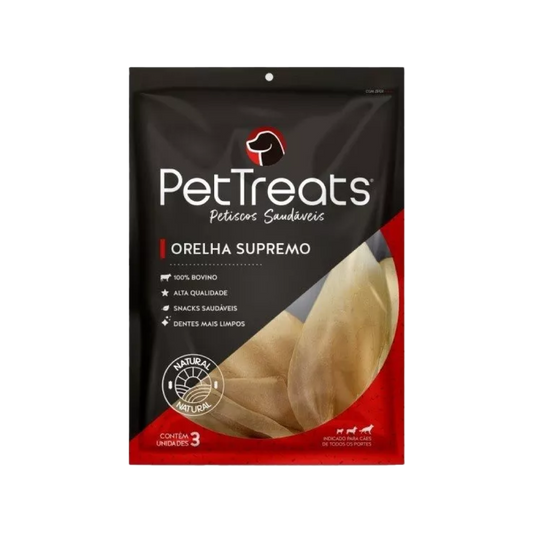 Orelha Bovino Supremo - PetTreats  - 3 Unidades